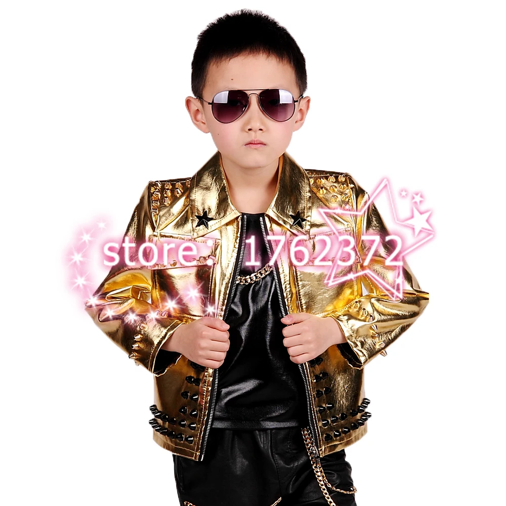 La MaxPa/модные детские кожаные блейзеры для мальчиков костюмы тонкая золотая