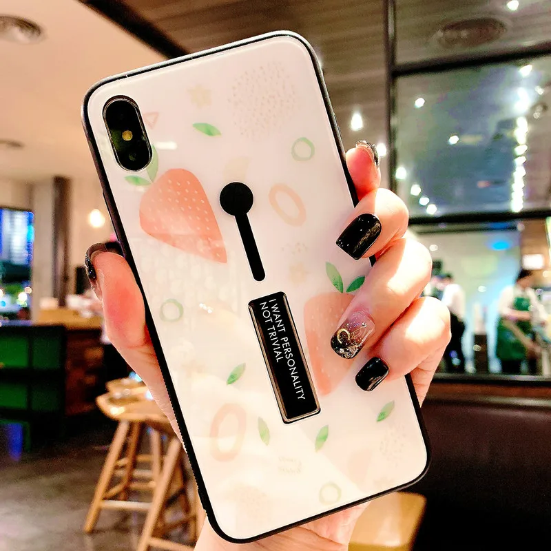 Чехол с кольцом в виде клубники для Apple iPhone XR XS X 6 6S 7 8 Plus крышка-держатель Max Cute |