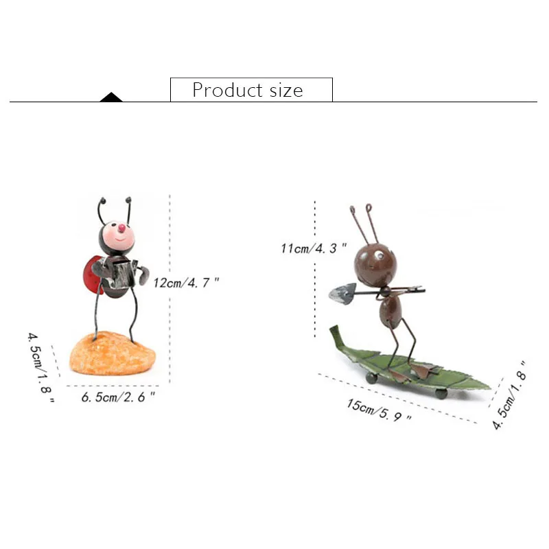 Creative Iron Ant Ladybug Miniature Figurines Ornaments Cartoon Insects Model Desktop Crafts Home Decor Children Toy Gifts | Дом и сад