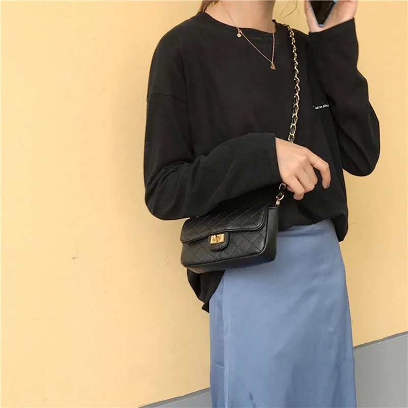 

Vintage Chain Bag Designer Quilted Luxury Handbags Women Ladies Small Messenger Bags Female Casual Diamond Lattice Shoulder Bags