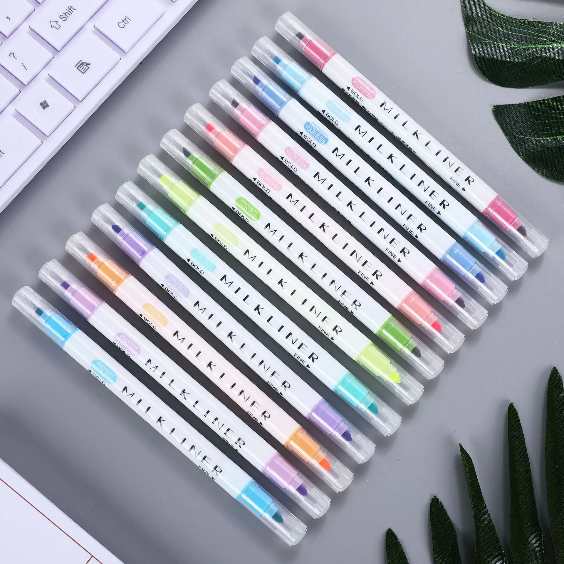 

MIRUI Stationery Double Headed Fluorescent Pen Milkliner Pen Highlighter Pen Color Mark Pen Cute