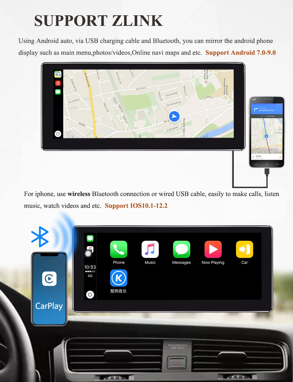 10,25 ''1Din Android 8,1 Восьмиядерный автомобильный Радио gps универсальный мультимедийный плеер/системный блок/ips экран Встроенный 4g модуль