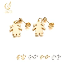 cartoon boy and girl style stud earrings for women children girls lady health stainless steel mothers gift