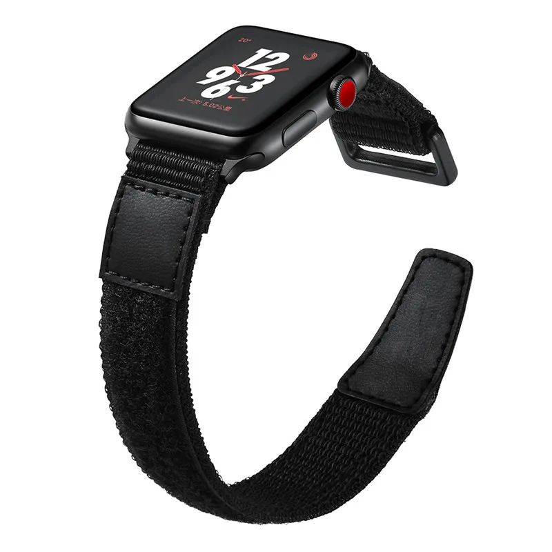 Ремешок сменный нейлоновый для Apple Watch iWatch Series 3 2 1 черный тканый браслет наручных