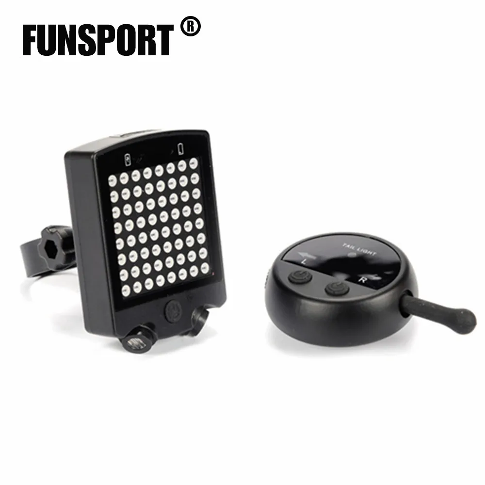 FUNSPORT 64 LED USB Rechargeable Bike Taillight Bicycle Rear Light Wireless Remote Controll Turn Signal 3 Modes | Спорт и