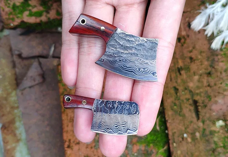 

Mini straight knife tea Damascus steel small key tools multi-purpose cutter manual dismantling express knife pocket Keychain tea