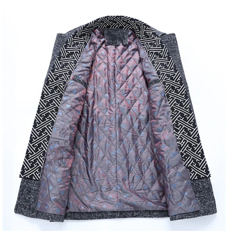 Мужской шерстяной Тренч толстая ветровка со съемным шарфиком большие размеры