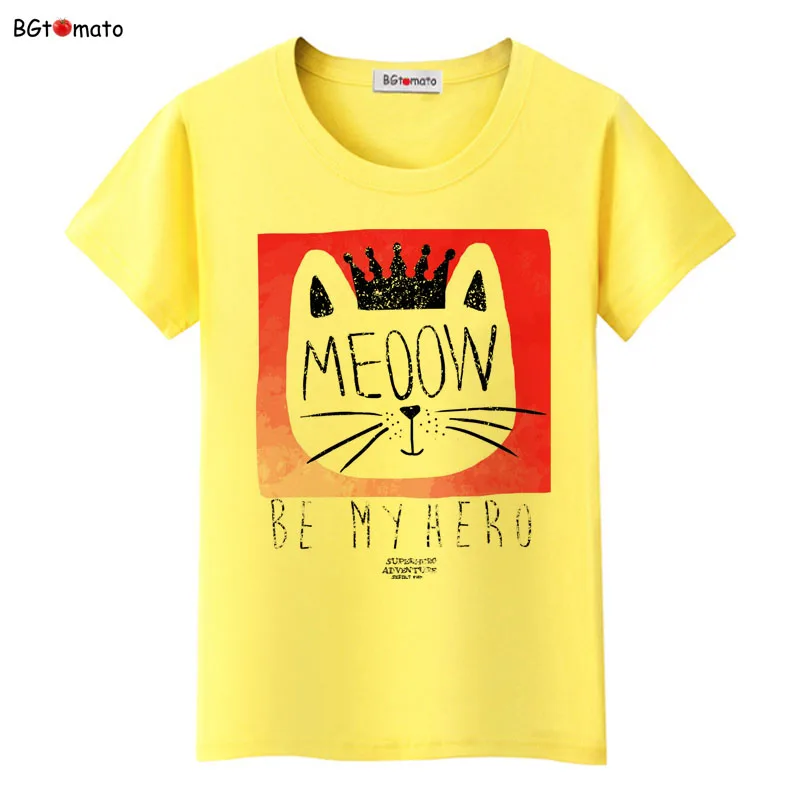 Женская футболка BGtomato с принтом милого кота креативный дизайн футболки рисунком