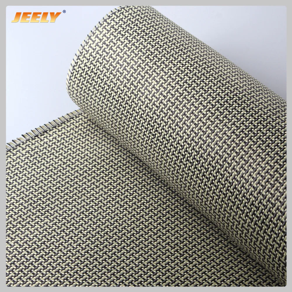 

Jeely 185g/m2 Aramid 1500D Carbon 3K Fiber Hybrid Woven Fabric Plain Cloth 1m Width