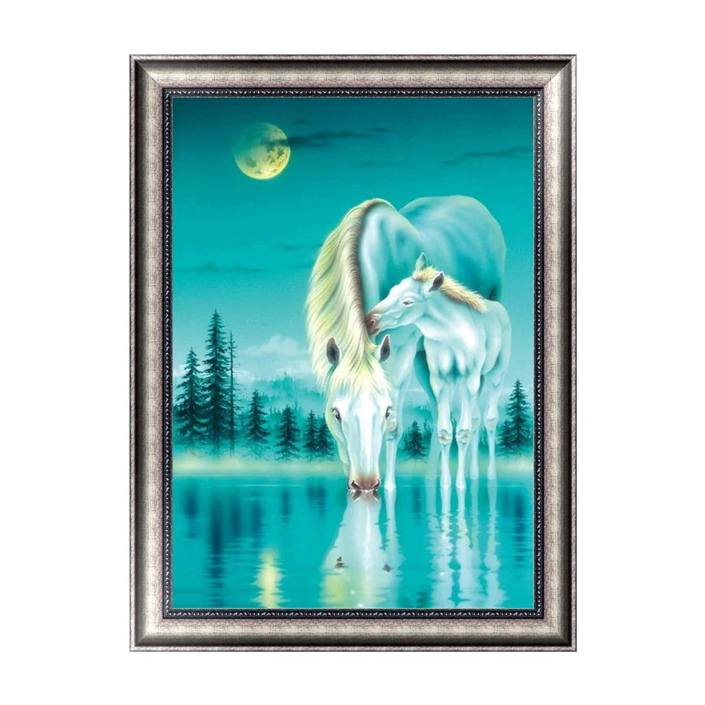 ZhuiStar Горячие 5D DIY новый алмаз вышивка живопись Lakeside ночь лошадь пить воду вышивки