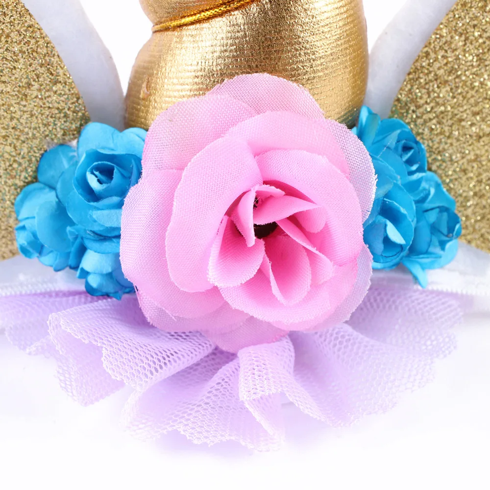 1 шт. ободки с единорогами для девочек ушками пони и розовым цветком животных