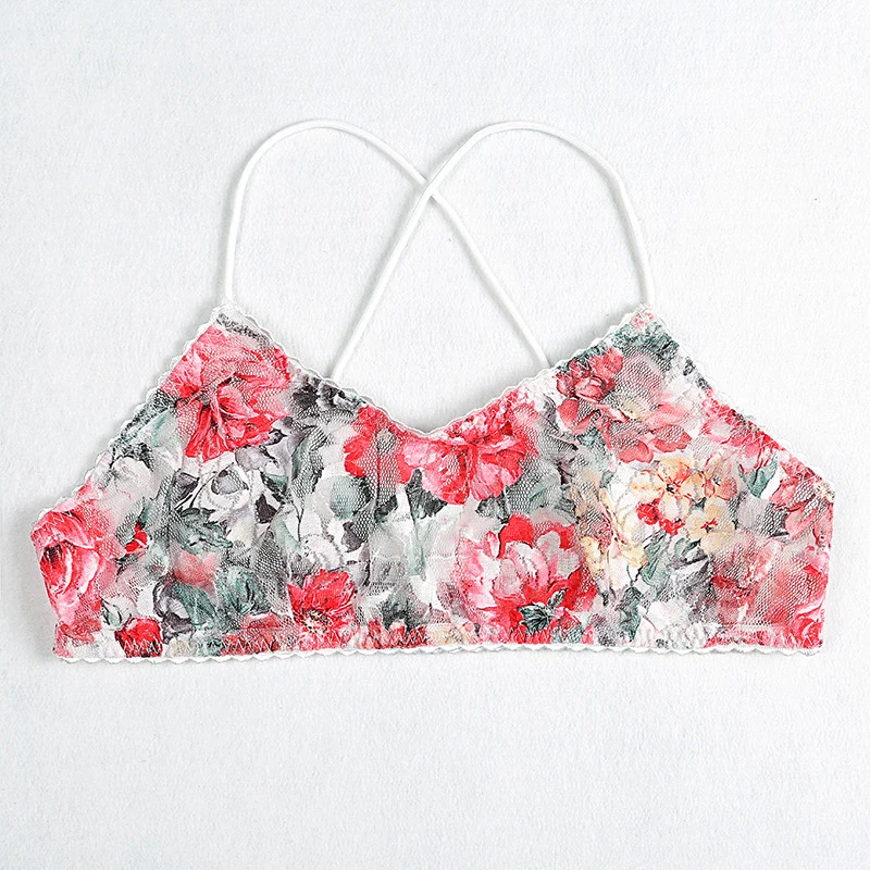 Пикантные Bratette 2018 кружевное платье с цветочным рисунком Printed Crop Top Для женщин