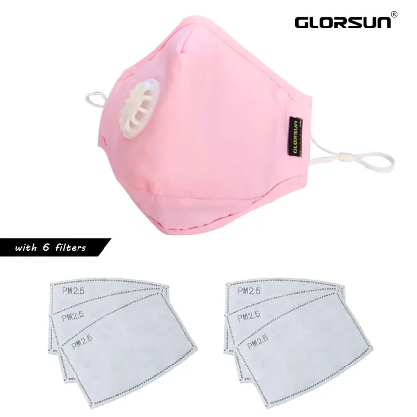 GLORSUN, 1 шт., маска от пыли, маска против загрязнения, PM2.5, фильтр с активированным углем, можно мыть, многоразовая пыльца, хлопковая маска - Цвет: 002BA888-6