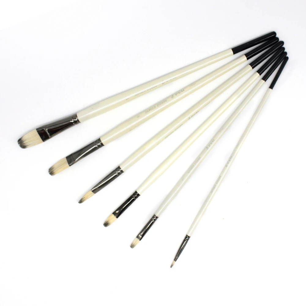 

Eval Professional 6Pcs White Painting Brushes Set Mix Bristle Hair Watercolor Oil Acrylic Artistic Paint Brush For Art Supplies