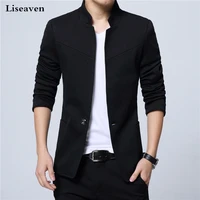 liseaven blazer men jackets male stand collar male blazers slim fit mens blazer black jacket men plus size 5xl