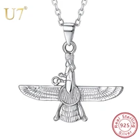u7 925 sterling silver faravahar iranian unique necklaces pendants chain for women ahura zoroastrianism silver jewelry sc191