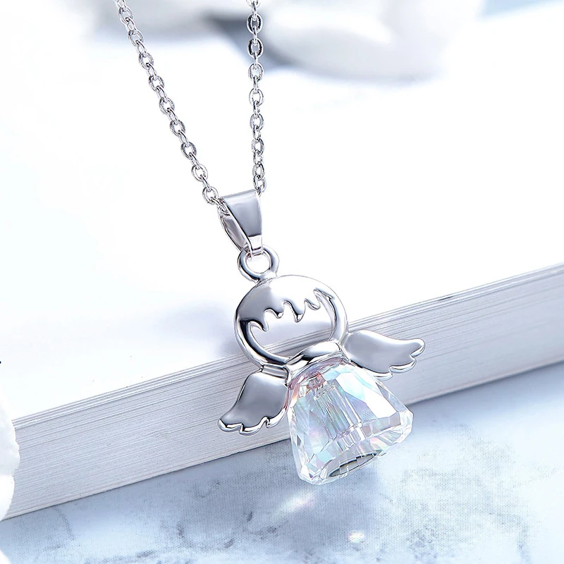 Перегородка милый ангел подвеска ожерелье кристаллы от Swarovski цвет серебро