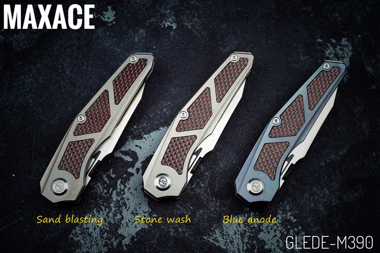 Maxace Glede M390 атласное лезвие TC4 Титан+ 3K красная ручка из углеродного волокна карманный нож складной нож