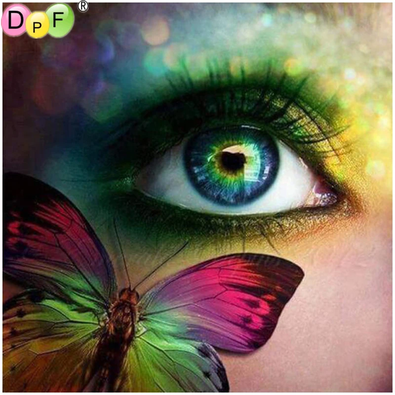 DPF Butterfly Eye 5D Mosaic Crafts Diamond Painting Cross Stitch Resin Rhinestones Full Square Embroidery home decor | Дом и сад