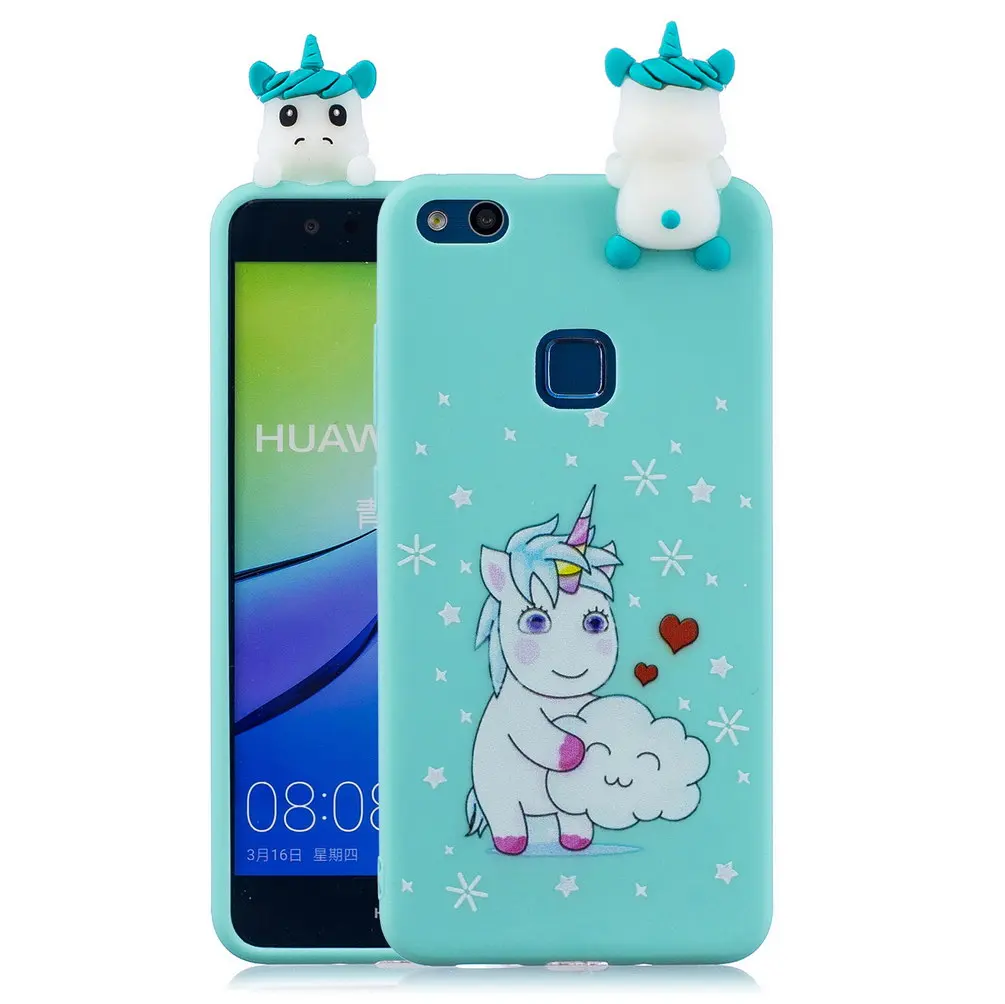 3D Силиконовый мягкий чехол для телефона Huawei P10 Lite милый единорог свинка кошка