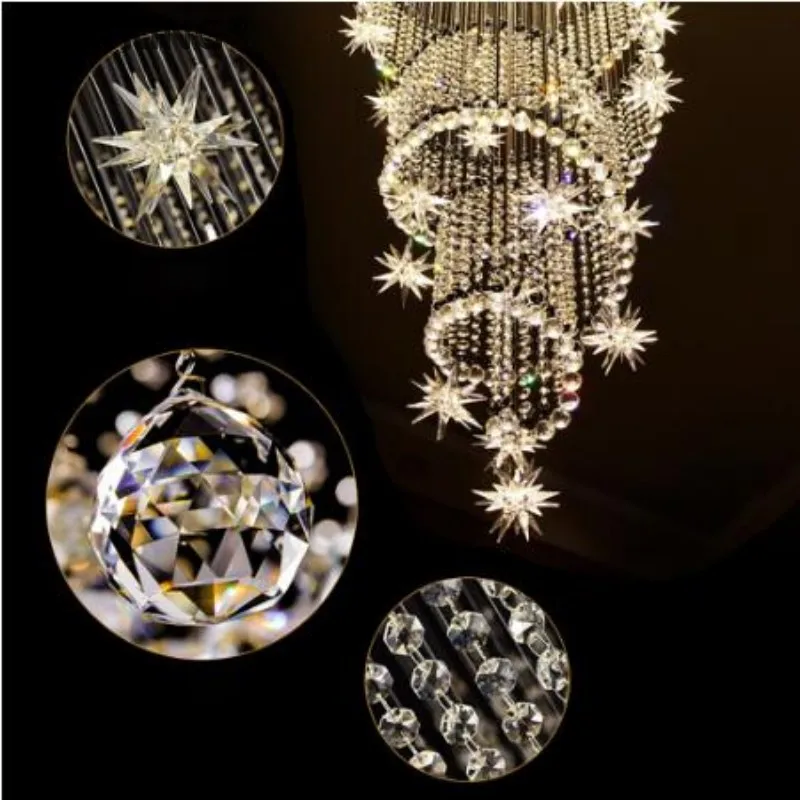 Хрустальная Светодиодная потолочная люстра Длинная спиральная лестница коридор