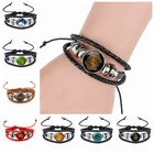 Мужской многослойный браслет с веревочкой, винтажный кожаный браслет в готическом стиле, в стиле панк, ручная работа