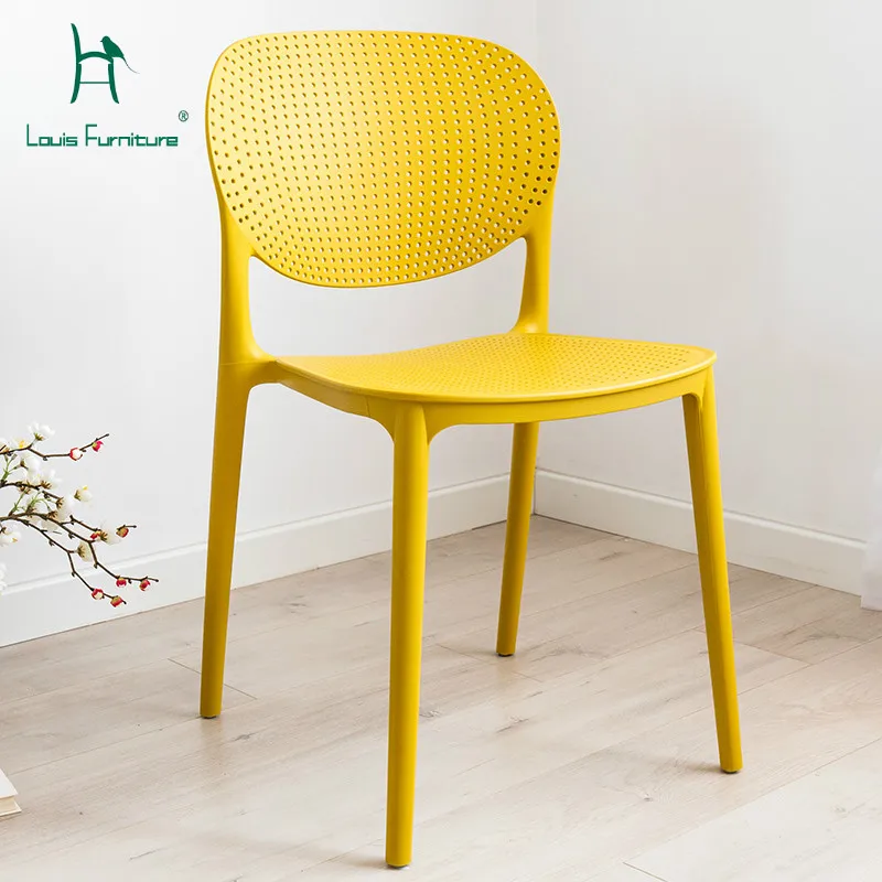 

Louis Fashion Dining Chairs Plastic Minimalist Modern Office Creativity Adult Thickening Backrest Modern Simple
