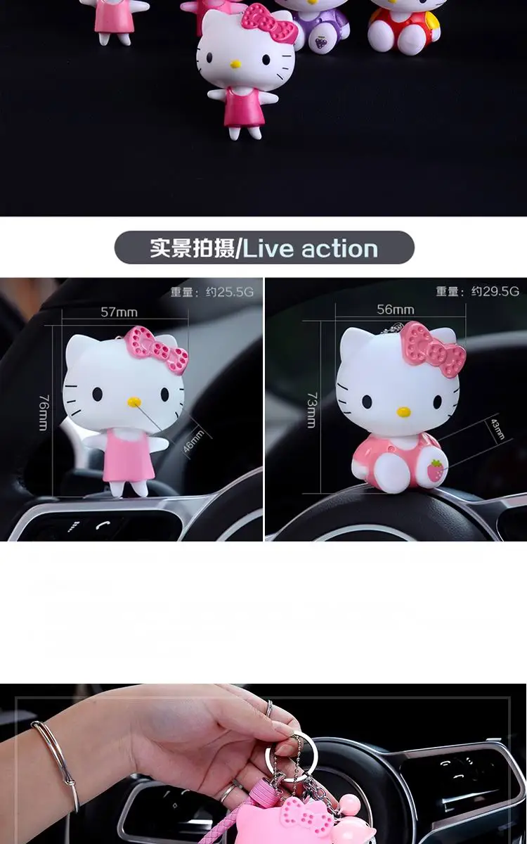 Милый мультяшный брелок hello kitty из кроличьего меха с помпонами, помпонами, брелок для женщин с кожаным ремешком, металлическое кольцо для ключей, цепочка для автомобильных сумок, брелок D35A