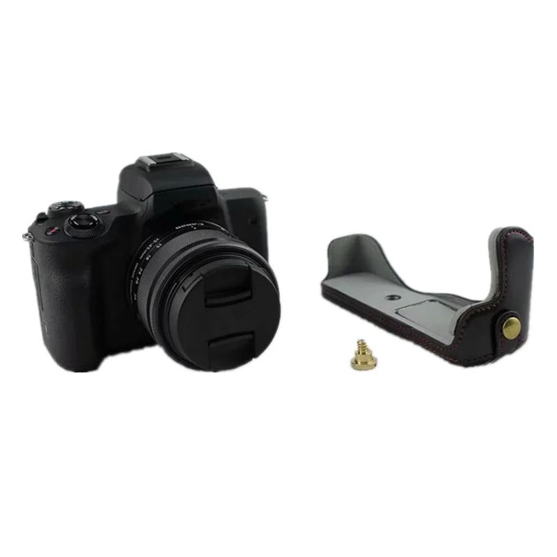 Черный/коричневый/кофейный полубоди чехол из искусственной кожи для Canon EOS M50
