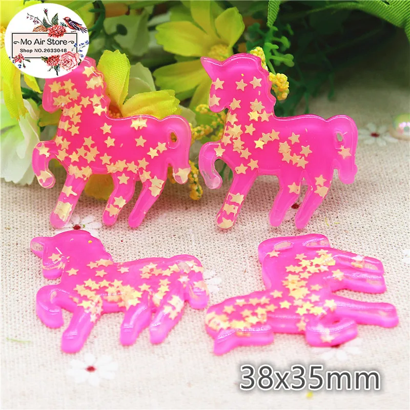 10 шт. кавайный Розовый Единорог из смолы с кабошоном со звездой украшение для