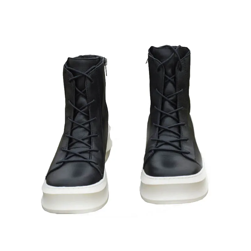 Мужские мотоциклетные ботинки из натуральной кожи на шнуровке|footwear|footwear menfootwear