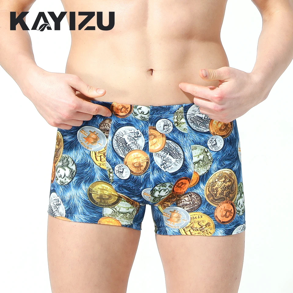 KAYIZU 4 шт./лот мужские нижние трусы с принтом в виде монет боксеры Los Hombres Boxeador