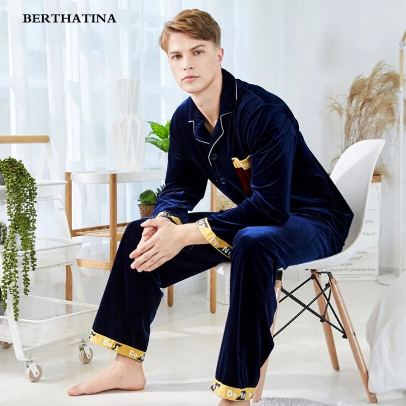 BERTHATINA новинка 2018 Мужская одежда для сна Осень-зима утепленные фланелевые Мужские