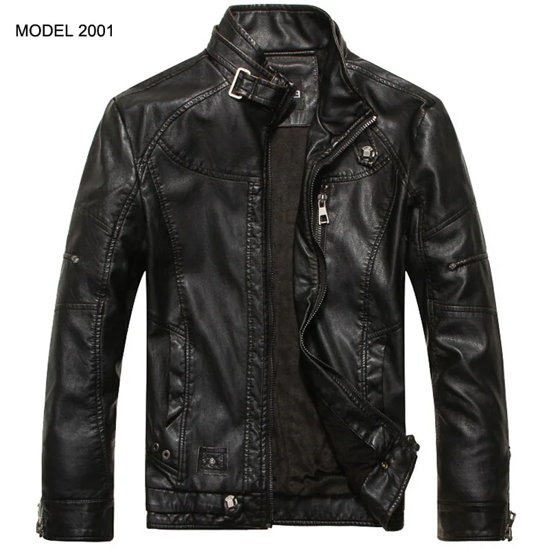 Black Кожаная куртка мужская Мотоциклетная Куртка jaqueta de couro masculina motoqueiro casaco мужская кожаная куртка-бомбер мужская s veste homme - Цвет: Black