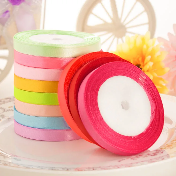 25 ярдов 10 мм ширина ленты красочные шелковые атласные Свадебные украшения
