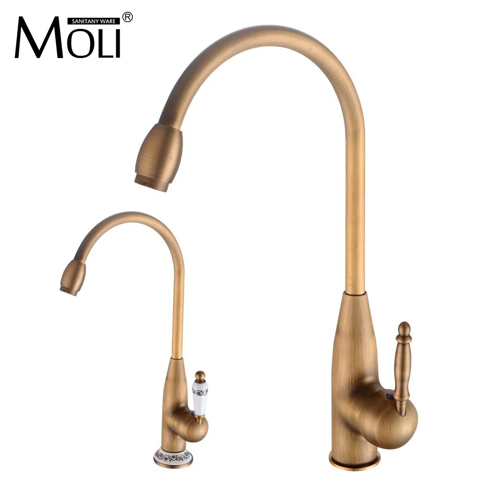 Однорычажный смеситель для кухни из античной латуни кухонный кран с одним