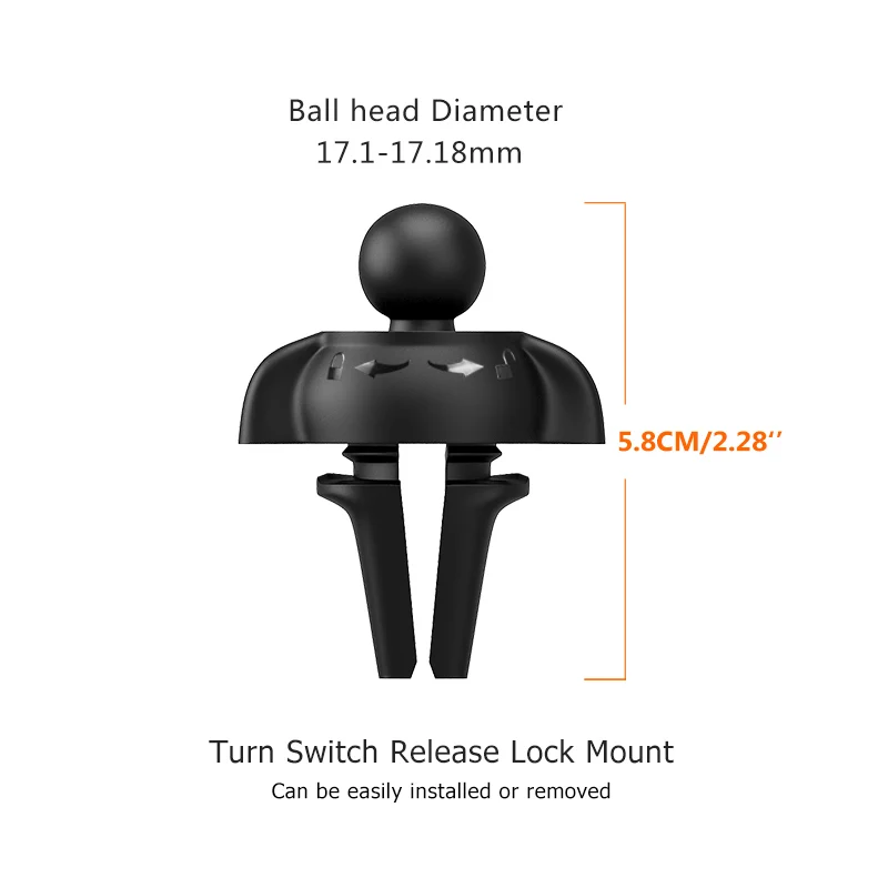 yianerm universal 17mm ball head 3m sticker base accessory air vent turn mount used for car phone holder accessory free global shipping