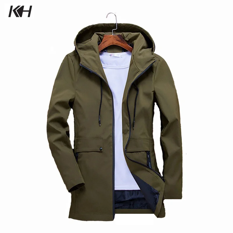 

KH New Fashion Spring and Autumn Men's Jacket Men Korean Casual Hooded Jacket Coats Slim Outerwear Windbreaker Man Coat Jaqueta