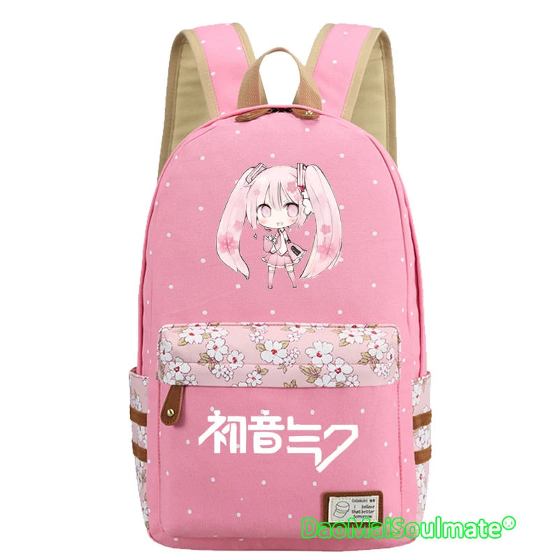 Pink 7 Музыкальная девушка аниме рюкзак Хацунэ Мику девушки школьные сумки ноутбук рюкзаки мультфильм рюкзак студентов детей плечо рюкзак - Цвет: Pink 7