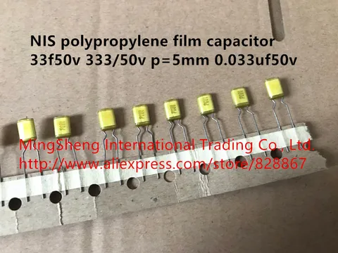Оригинальный новый 100% полипропиленовый пленочный конденсатор 33f50v 333/50v p = 5 мм 0.033uf50v (индуктор)