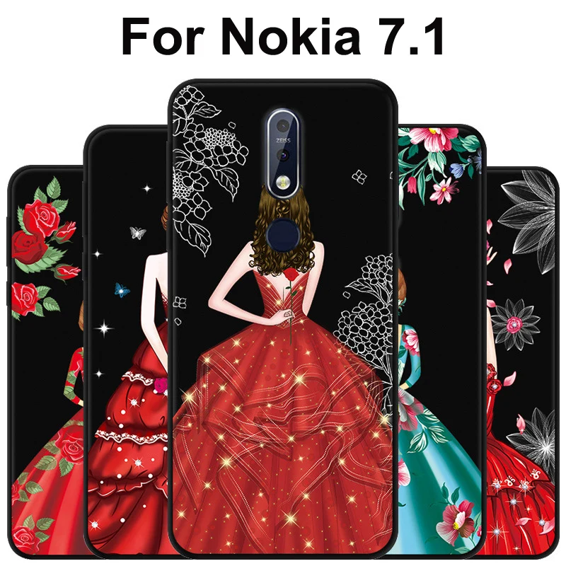 Чехол для Nokia 7 1 прозрачный мультяшный противоударный силиконовый мягкий ТПУ