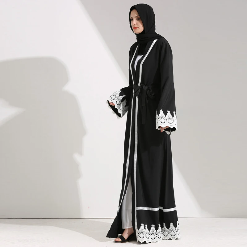 Abaya кимоно кардиган халат длинный кружевной мусульманский хиджаб платье Абая для