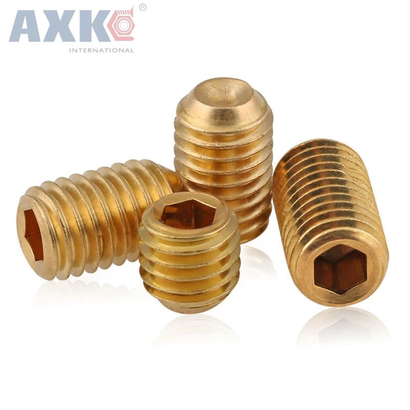 Латунные винты AXK M5 * 5/6/8/10/12 мм 5 шт. стандартные медные безголовые с шестигранной