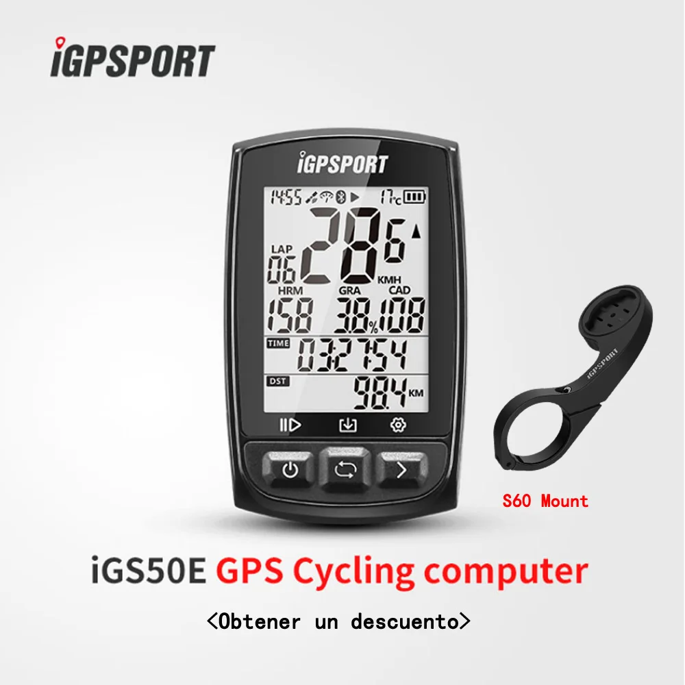 I gps порт gps велокомпьютер iGS50E с креплением IPX6 Водонепроницаемый быстрый запуск gps компьютер для езды на велосипеде iGS спидометр - Цвет: Black with mount