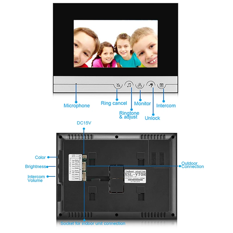 Видео дверной звонок Домофон 7''Inch TFT LCD Цвет Экран двухдиапазонный Wi