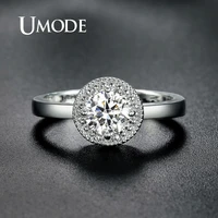 umode simple round wedding rings for women single cubic zirconia engagement white gold jewelry girls gifts accessories ur0377