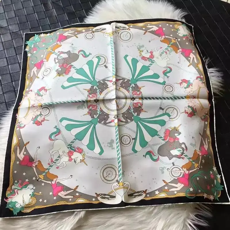 100% шелковый шарф для обертывания волос модный принт маленькие квадратные