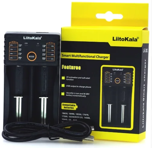 Новый 2 шт Liitokala 3 7 V 18650 перезаряжаемая литиевая батарея 2600AMH зарядное устройство
