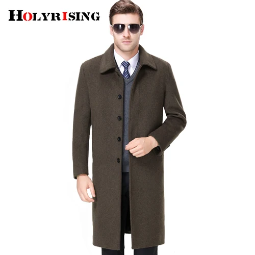Holyrising Hombre шерстяное пальто из кашемира, Мужская однобортная куртка, Мужское пальто, толстое пальто, классическая мужская одежда, хит 18568-5 - Цвет: Coffee