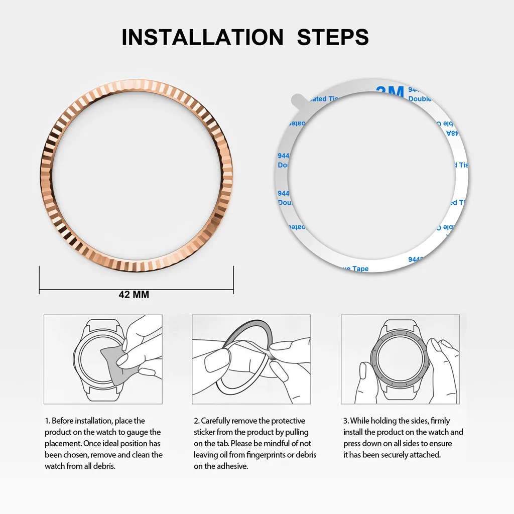 Ouhaobin клейкая крышка для samsung Galaxy Watch 42 мм клейкая Крышка для кольца с защитой от царапин из нержавеющей стали 419#2